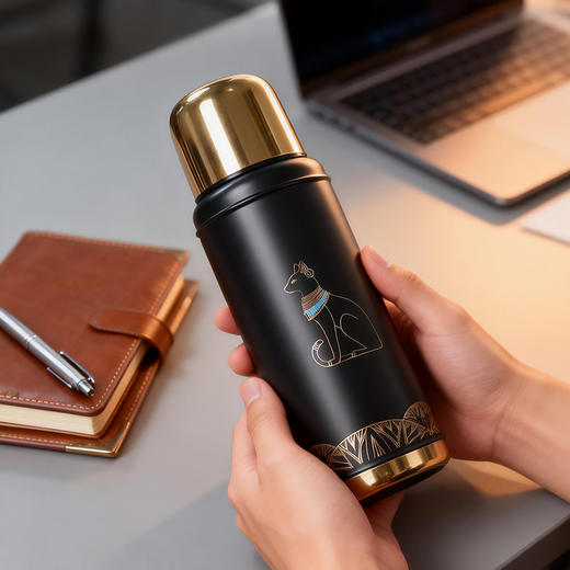 大英博物馆 盖亚·安德森猫系列 黑金复古保温杯 商品图3