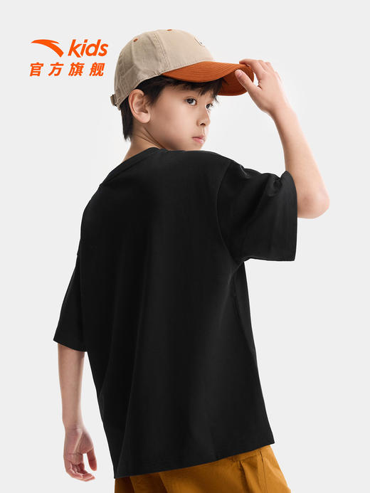狮子王联名安踏儿童男童针织短袖2026年夏季新款舒适亲肤黑色短T 352628105 商品图1