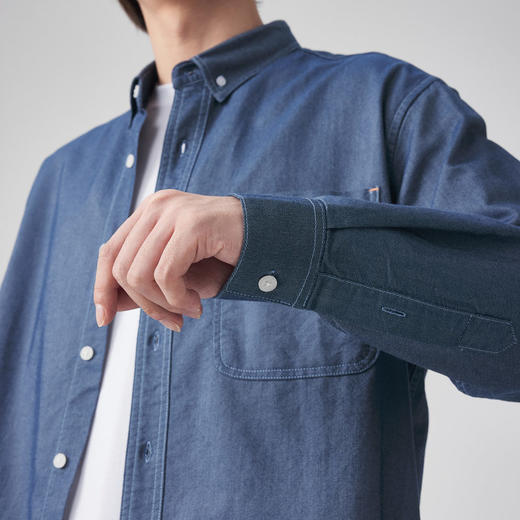 墨麦客全棉牛津纺长袖衬衫男2026春季新款简约纯色男士衬衣50148. 商品图2