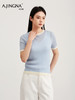 【针织短袖】阿菁娜春季新款小香风短袖针织衫撞色包边圆领设计绞花肌理立体有型F31C301009 商品缩略图0