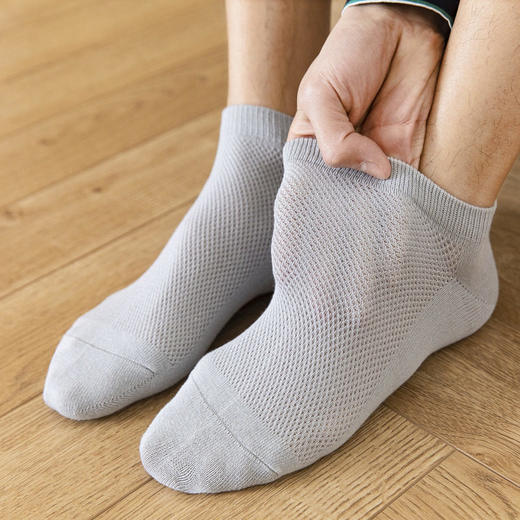 日式无印男暗纹网面船袜良品休闲短袜男士棉袜透气男款袜子网面 商品图2