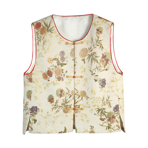 「自」全新升级【铂金会员330/天猫449/差价119】(02902)洛诗琳新中式雪尼尔提花马甲2026春季新款气质国风宽松马甲 商品图4