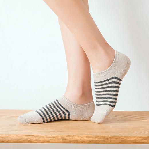 日式无印棉质女士船袜良品隐形袜条纹棉袜学生透气吸汗女款袜子棉 商品图2