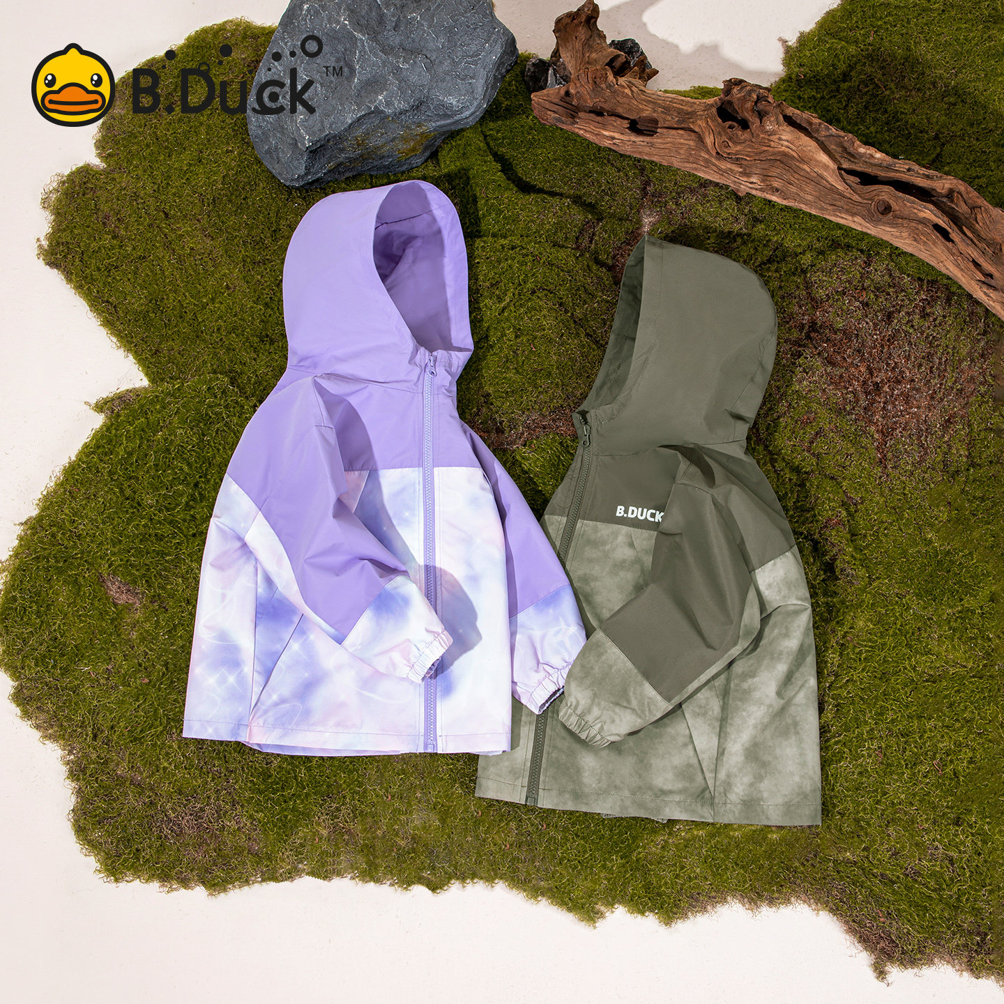 bduck小黄鸭童装男童外套中大童迷彩衣服春秋装儿童连帽风衣上衣110-160 BF3611012