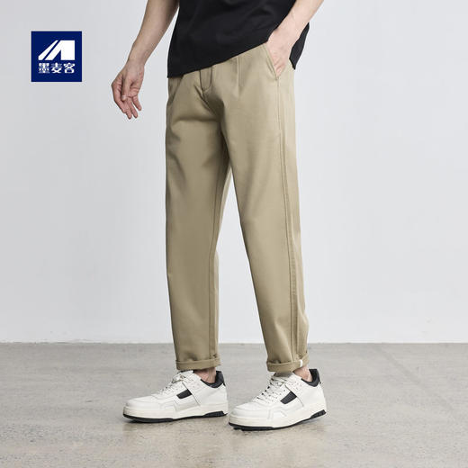 墨麦客简约直筒男士长裤2026春季新款双斜纹面料休闲裤子男90821. 商品图0