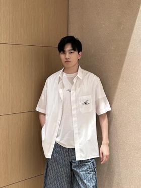 迪奥25ss口袋铃兰花刺绣短袖衬衫（DY）