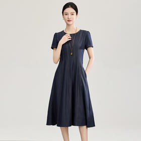 「高货wl」全新升级【铂金会员349/天猫469/差价120】(00706)洛诗琳复古天丝收腰连衣裙2026春夏新款显瘦透气A字牛仔裙