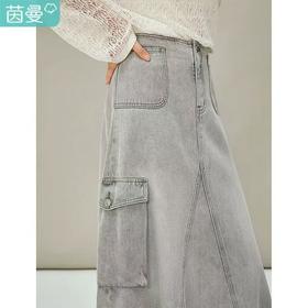 茵曼 工装牛仔半身裙199.9元（线上线下同步在售，不一定有货，介意勿拍）651729-NT