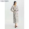 PURE TOUCH女装26夏新款印花连衣裙七分灯笼袖弹力斜纹蚕丝中长裙 商品缩略图4