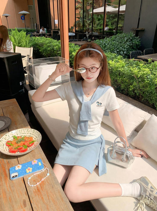 <曾小咸推荐>一整套穿搭披肩短袖T恤裙裤 商品图1