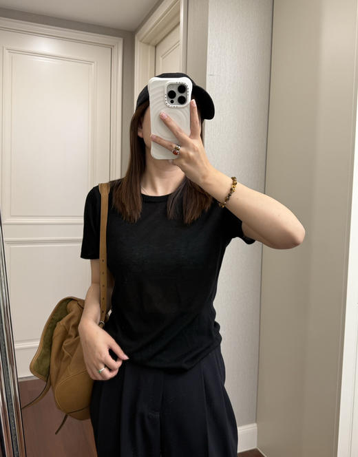 鄂尔多斯同款80支极细真丝羊毛精纺超薄短袖针织衫030505 商品图3