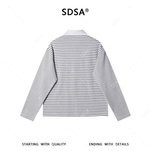 SDSA男装2026新款高贵轻奢韩版复古拼色翻领条纹长袖T恤时尚上衣 商品图4