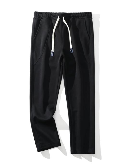 F030602慕冬绒复合牛奶丝棉纯色抽绳松紧腰休闲裤拼接设计直口裤脚运动卫裤 商品图9