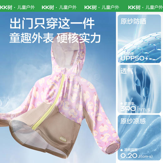 KK树宝宝防晒衣男童女孩儿童防晒服轻薄透气连帽外套户外防紫外线萌力涂鸦冰奶皮防晒衣 商品图1