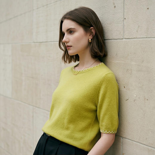 【咕咕同款】PALUOPO/PL短袖圆领女衫100%山羊绒ET23907R/约重143g帕罗 商品图8