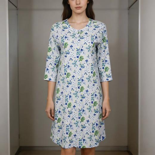 [32S棉莫套装]SCHIESSER德国舒雅女士春夏清爽七分袖睡裙家居裙32S棉莫代尔单面 50%棉50%莫代尔 尺码S-XL 31/26412D 商品图3