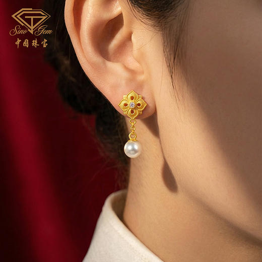 「金钿点睛」黄金足金“心上月”耳饰 商品图4