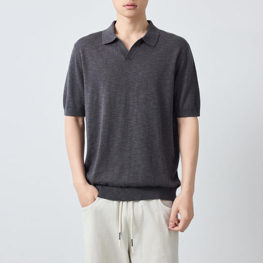 墨麦客男装高智通勤海鸥领Polo衫男2026春季新款亚麻棉短袖75213. 商品图1