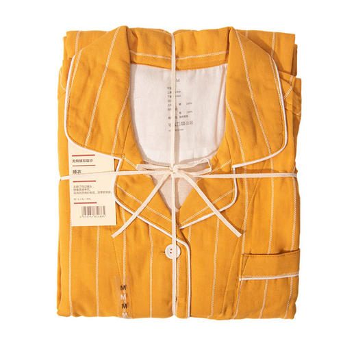 日式无印双层纱家居良品全棉情侣竖条纹睡衣纯棉男女家居服套装 商品图0