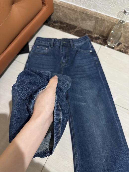 F030676复古慵懒松弛感深蓝阔腿裤垂感高腰牛仔裤 商品图13
