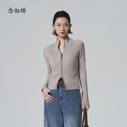 【商场同款】CNR6395 “ 浅灰色立领开衫 ” 软糯舒适 好穿好搭配 定染色系雅致好看 商品图5