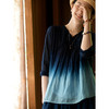 艺术家联名款 牧衣游原创吊蓝染丝棉小衫古朴文艺植物染上衣 寻途 商品缩略图1