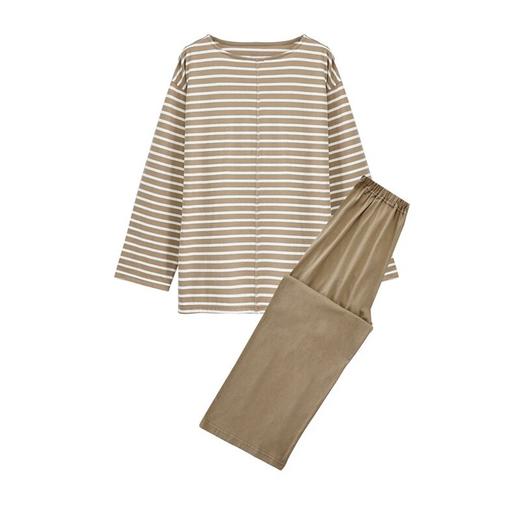 日式无印天竺棉家居服良品纯棉情侣全棉家居服套装条纹简约睡衣 商品图1