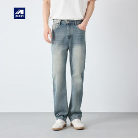 墨麦客男装高智通勤做旧牛仔裤男2026春季新款直筒男士裤子97368.