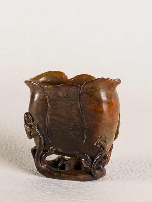 清	寿山石雕灵芝兰花杯摆件 商品图1