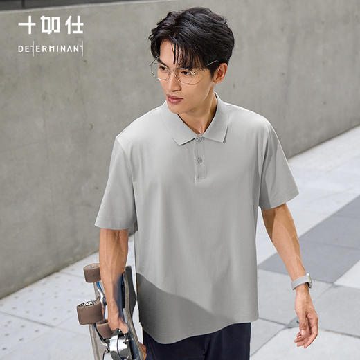 【春夏新品】十如仕通勤休闲简洁扁机领棉涤凉感短袖POLO衫P06-03 商品图0