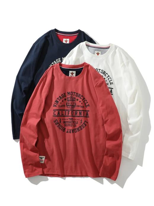 【nsn-T317】男子复古休闲水洗磨毛料圆领打底长袖T恤！！ 商品图0