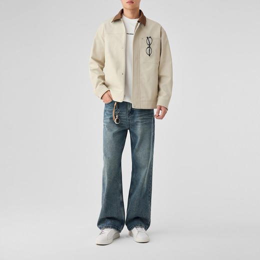 墨麦客男装撞色翻领夹克男2026春季新款巴恩风复古男士外套81301. 商品图3