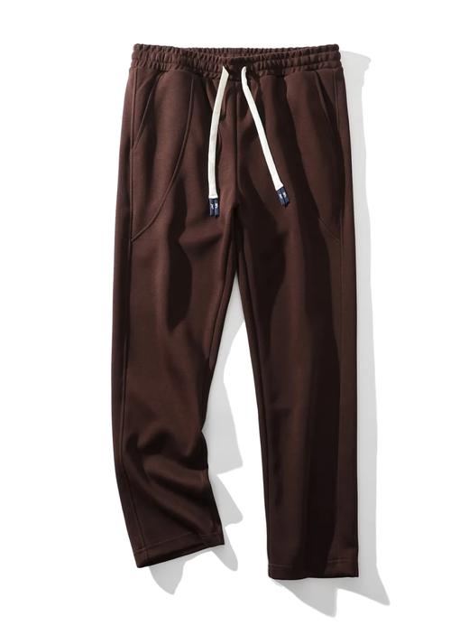 F030602慕冬绒复合牛奶丝棉纯色抽绳松紧腰休闲裤拼接设计直口裤脚运动卫裤 商品图8