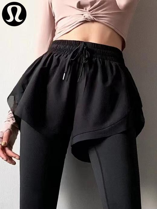 F030671高腰收腹提臀瑜伽裤女外穿跑显瘦运动紧身裤健身假两件长裤 商品图13