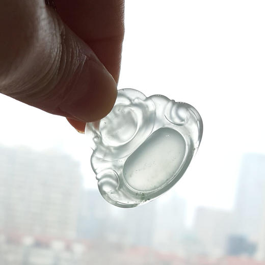 【天然正品】A货翡翠AU750收藏级玫瑰金镶钻镶天然细腻青白色高冰种起荧佛公翡翠吊坠项链 34.2*30.9*7.9MM（皆取最大值）40CM 270226NJS08 商品图3