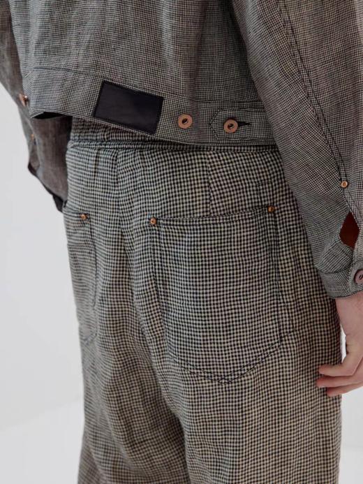 Simple Project/K2622/细格亚麻橡筋抽绳直筒裤 商品图3