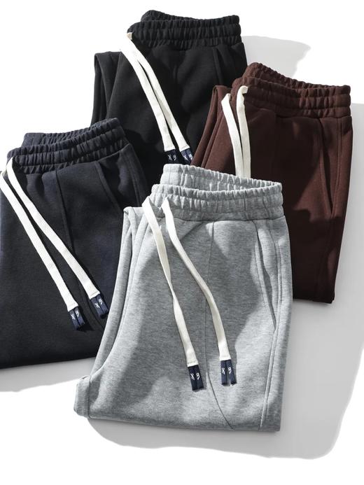 F030602慕冬绒复合牛奶丝棉纯色抽绳松紧腰休闲裤拼接设计直口裤脚运动卫裤 商品图5