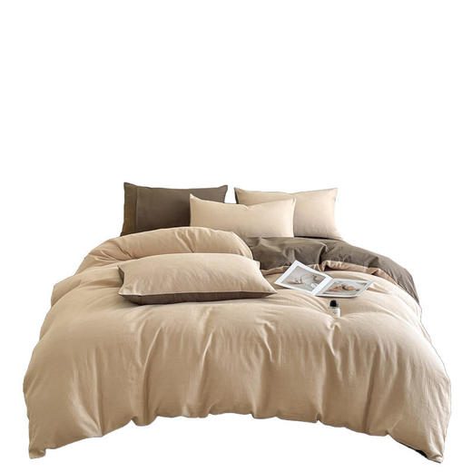 【特价】日式无印全棉四件套60S提花贡缎床品件套良品纯色4件套 商品图4