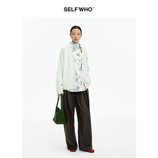 SELFWHO棉混纺满印兰花图案衬衫女2026春季新款宽松落肩上衣 商品图2