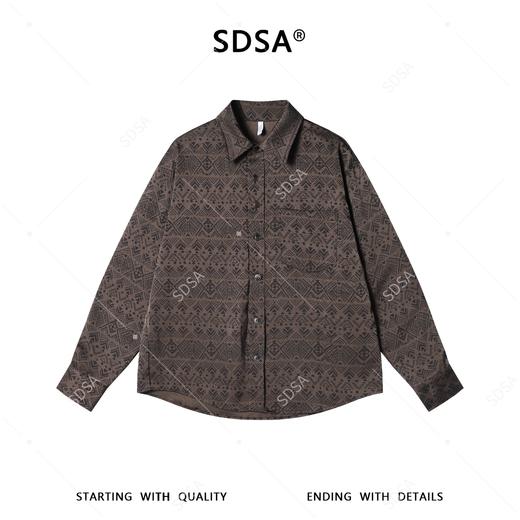 SDSA男装2026新款高贵轻奢美式复古几何图案长袖衬衫百搭时尚衬衣 商品图0