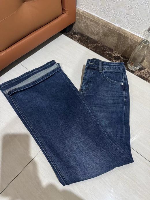 F030676复古慵懒松弛感深蓝阔腿裤垂感高腰牛仔裤 商品图11
