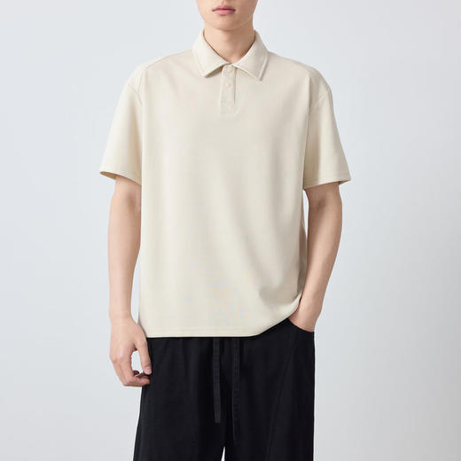 墨麦客男装高智通勤肌理短袖POLO衫男2026新款纯色男士t恤75211. 商品图1