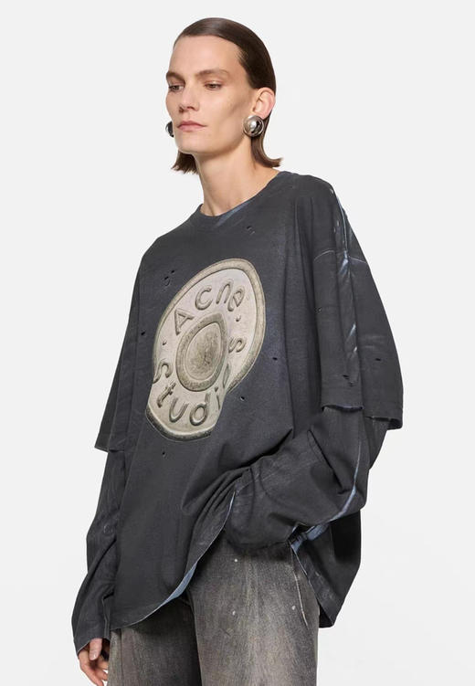 ACNE徽章全喷砂数码印花假两件长袖 商品图7