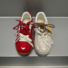 【马上有钱】真皮厚底德训鞋女款！2026春季新款双鞋带休闲运动阿甘鞋