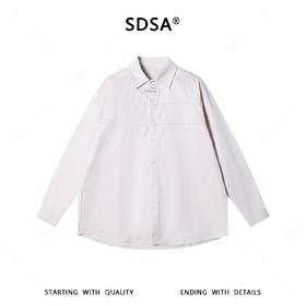 SDSA男装2026新款高贵轻奢极简风贴标长袖衬衫宽松高级感百搭衬衣