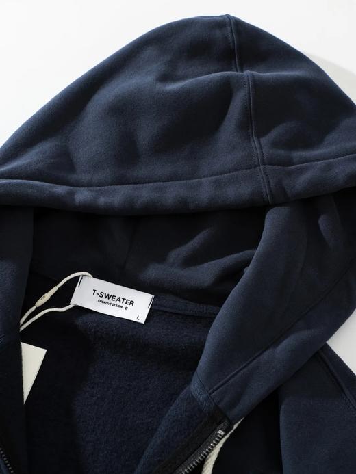 F030603高克重棉质混纺内里科技擦毛设计拉链开衫外套纯色抓绒琐温保暖长袖连帽卫衣 商品图12