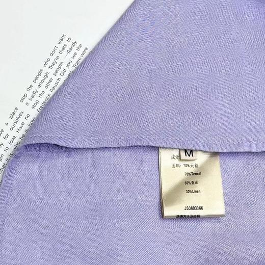 F0306102早春新款天丝亚麻香芋烟熏紫色长袖衬衫 商品图7