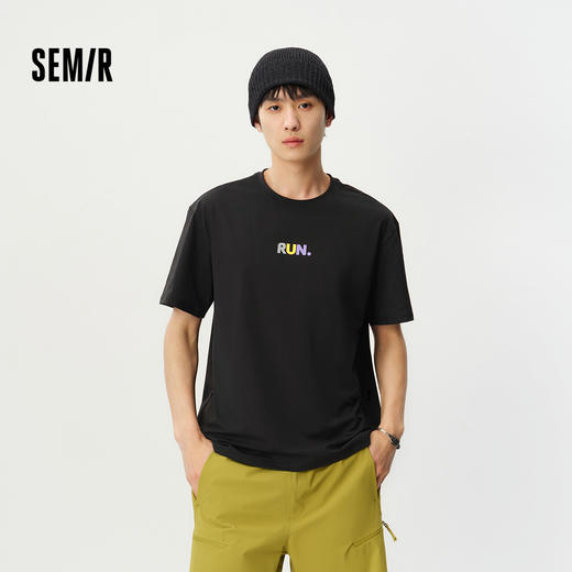 森马短袖T恤男夏季撞色多彩印花针织衫2026新款速干防晒情侣上衣 商品图1