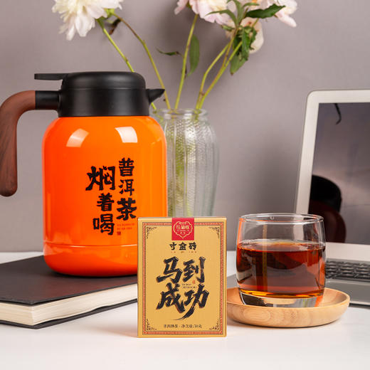 压箱底寸金砖 马到成功 2020年普洱熟茶 巧克力茶砖 茶叶礼盒 300克/50克*6片/盒 商品图7