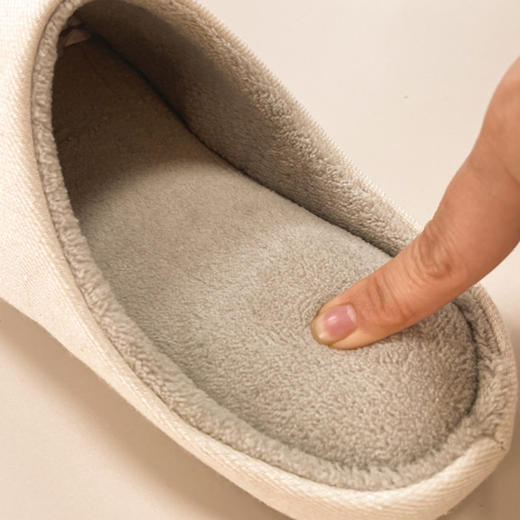 日式无印家居拖鞋良品纯色秋冬保暖加绒情侣拖鞋防水毛绒毛毛室内 商品图3